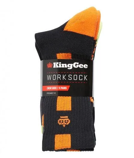 10 x Kinggee Work Socks Multi-Colour Crew