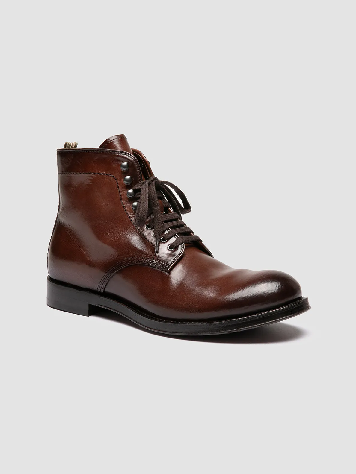 ADMIRAL 004 - Brown Leather Lace-up Boots