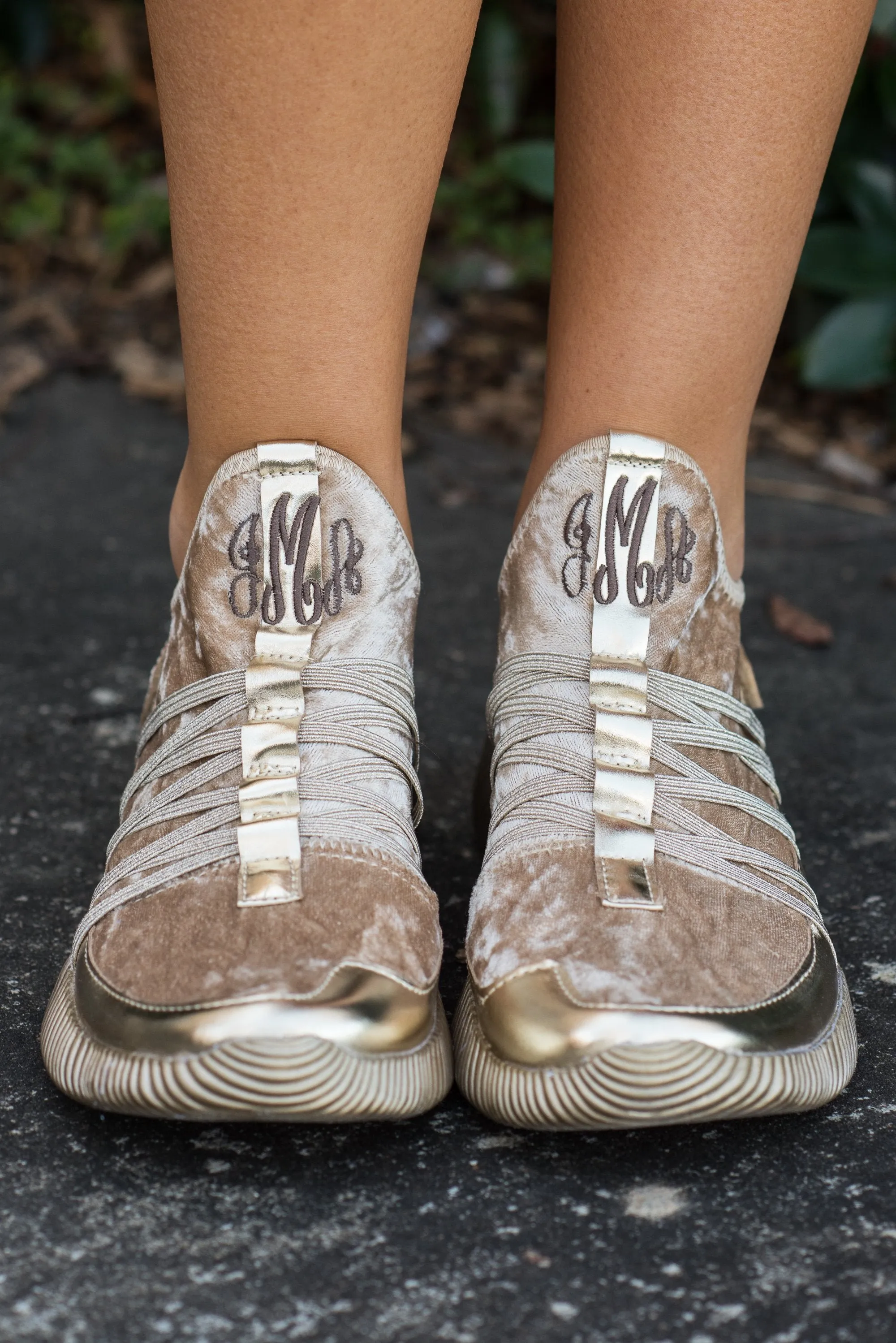 Aim To Be Active Velvet-Metallic Gold Sneakers