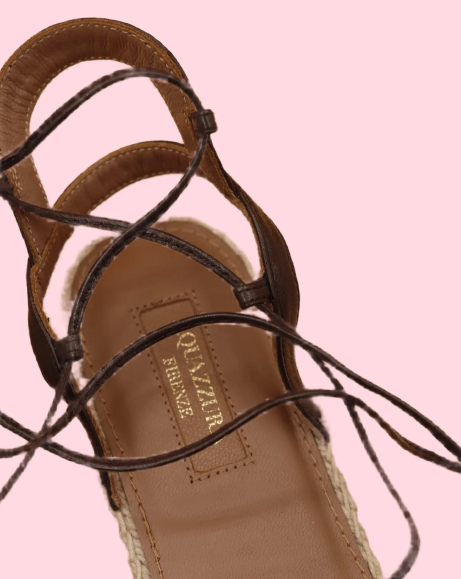 Aquazzura Suede Brown Fringed Raffia Sandals Y2K