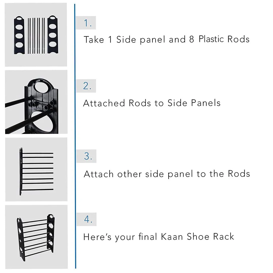 Arovemic RACK HOME classic Multipurpose Foldable Shoe Rack Cabinet Organiser 4 Shelves, Black (Plastic Shoe Rack ))((6 Months Warranty on Pipe)) sr1