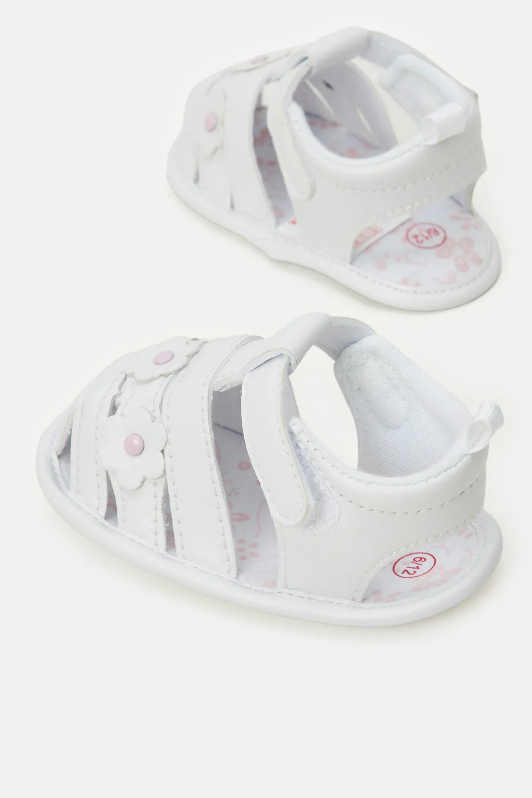 Baby Cream Floral Pram Shoe