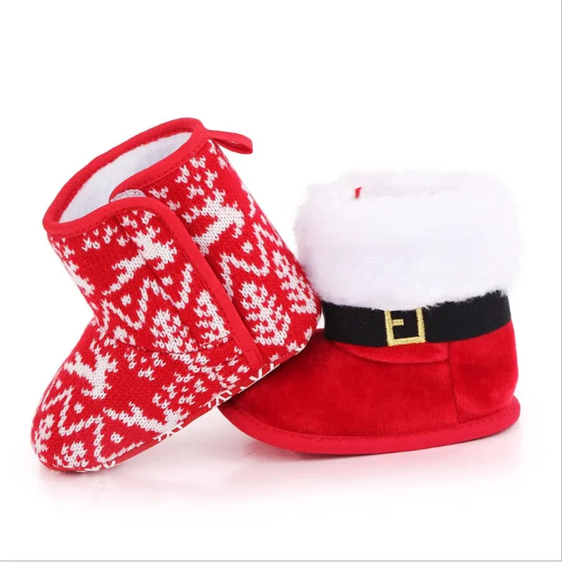 Baby  Lovely Christmas Boots Winter Warm Slippers Anti-Slip Infant