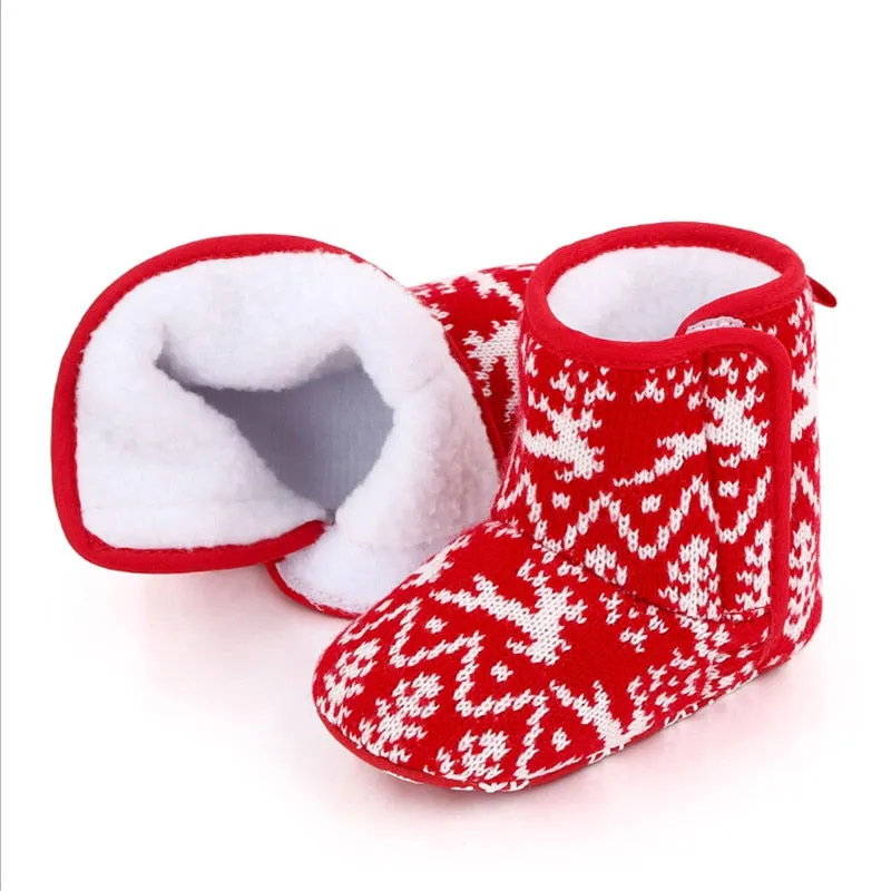 Baby  Lovely Christmas Boots Winter Warm Slippers Anti-Slip Infant