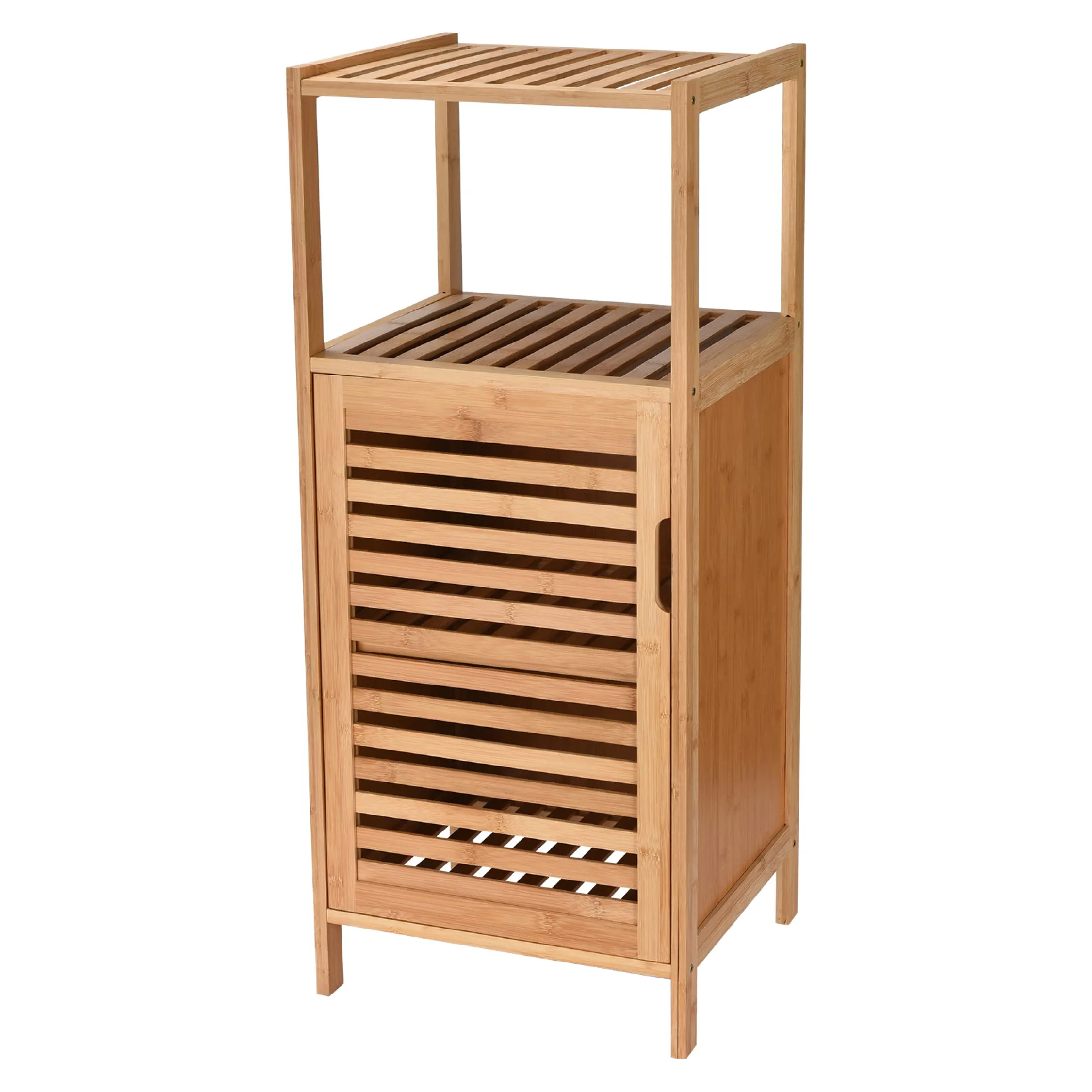 Bamboo Shoe Rack Cabinet - Shelf Storage With Doors For Bathroom