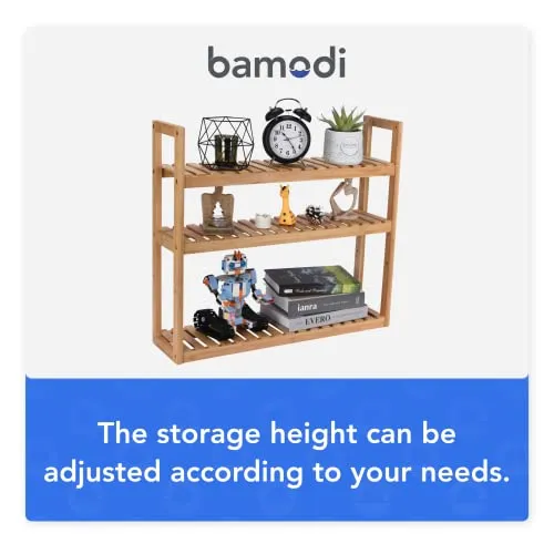 Bamodi Bamboo Bathroom 3 Tier Shelf Standing Storage Shelf for Towel Book Decor