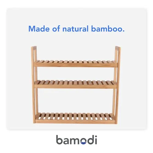 Bamodi Bamboo Bathroom 3 Tier Shelf Standing Storage Shelf for Towel Book Decor