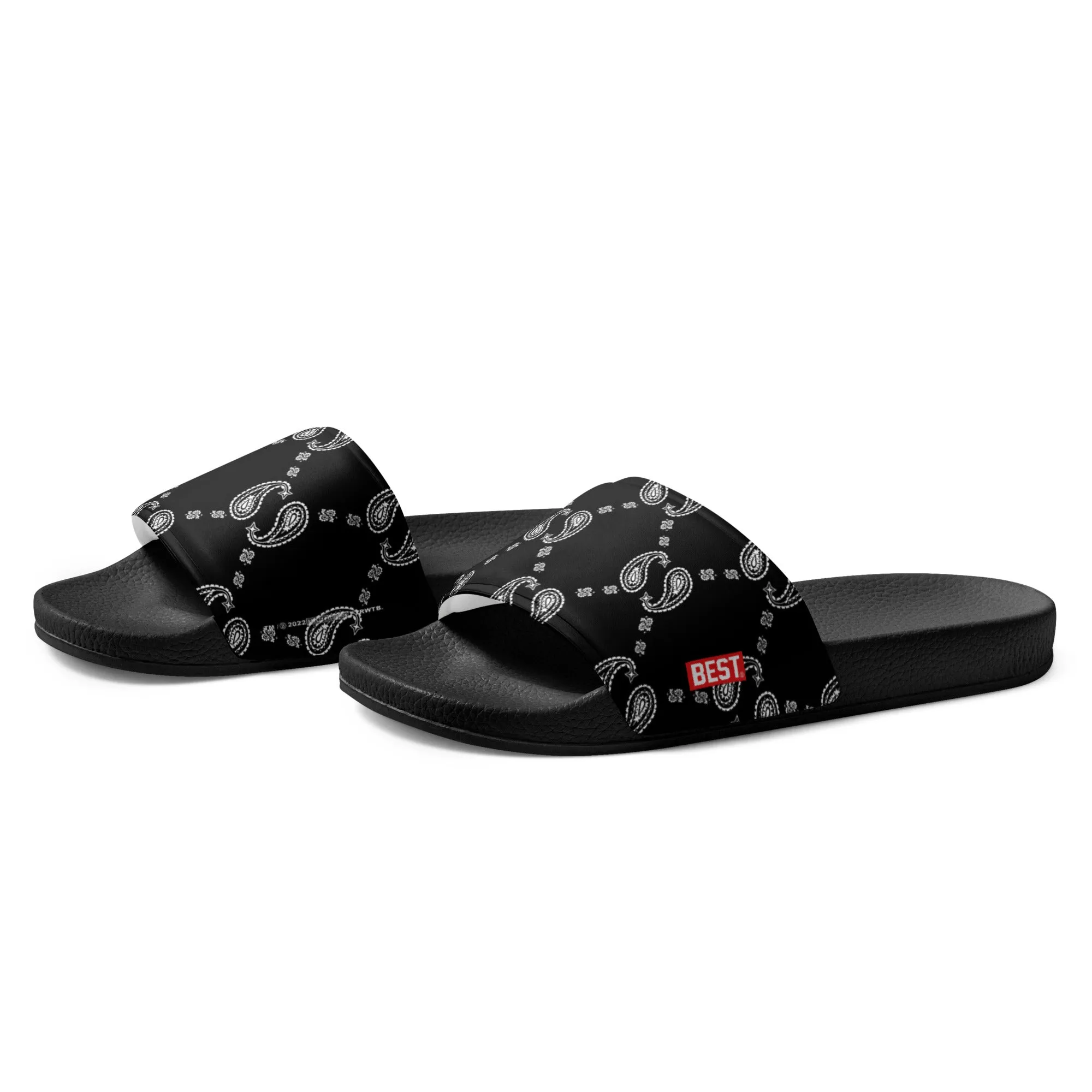 BEST BUCCI BLACK & WHITE PAISLEY PLAID Men’s slides