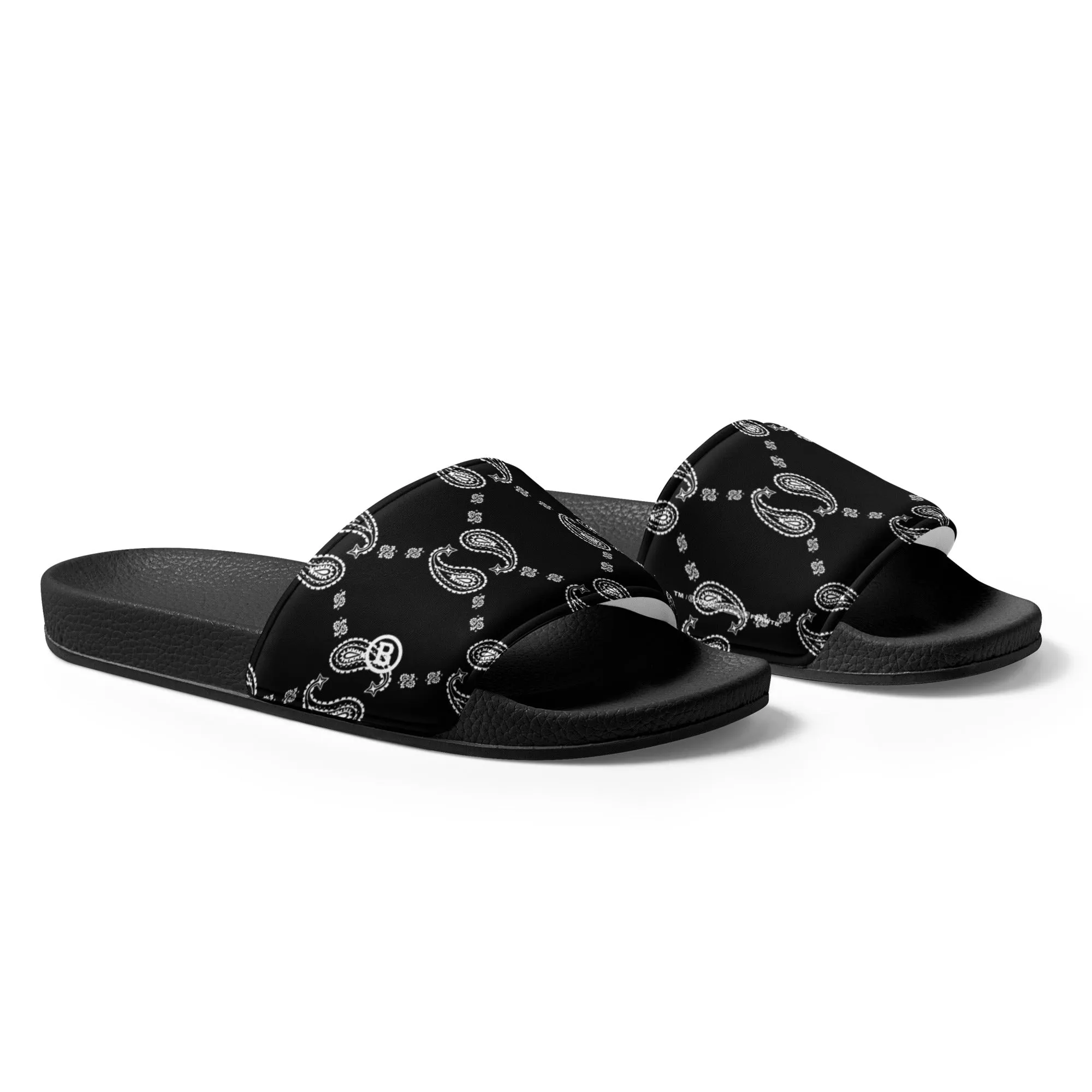 BEST BUCCI BLACK & WHITE PAISLEY PLAID Men’s slides