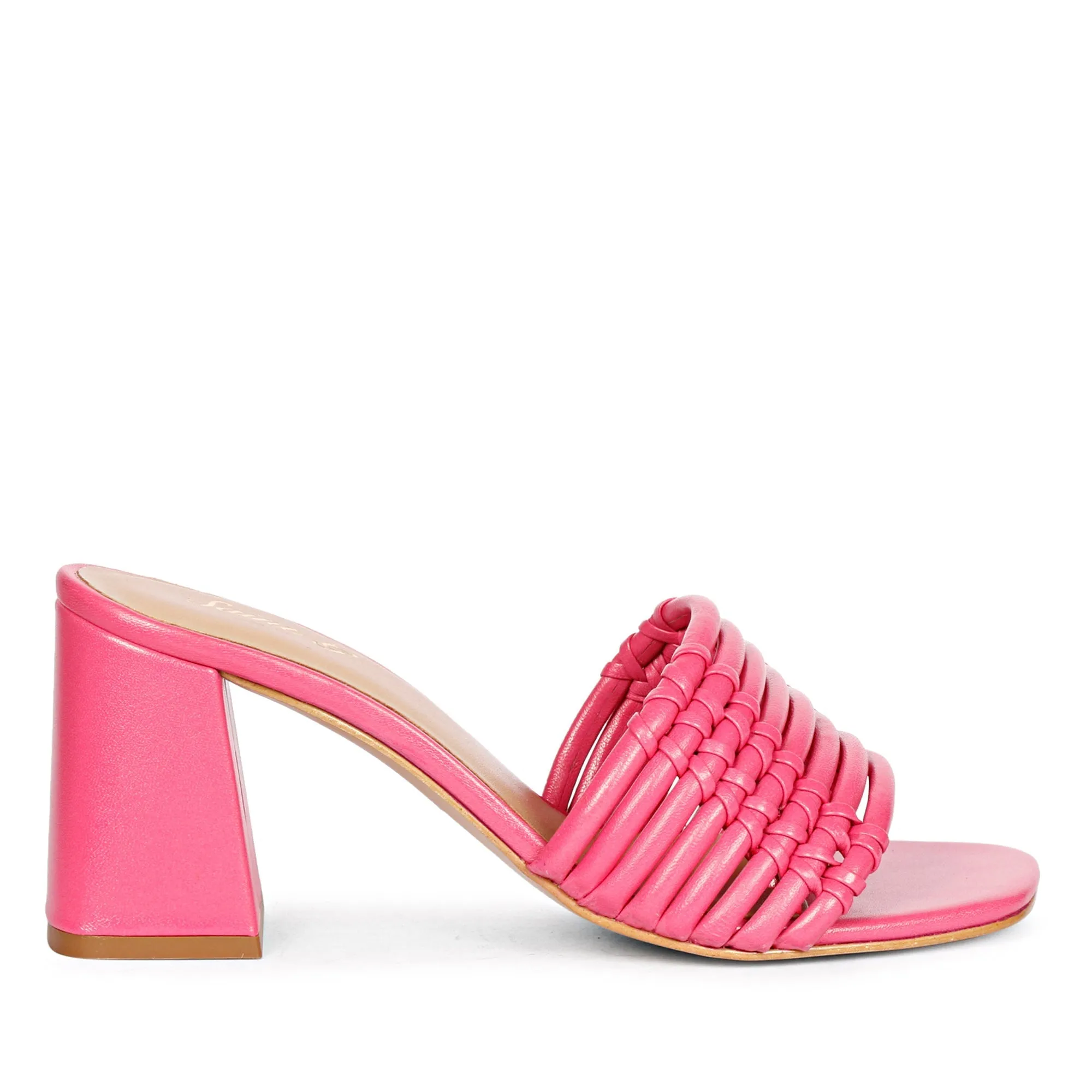 Bethany Strappy Hot Pink Leather Block Heels