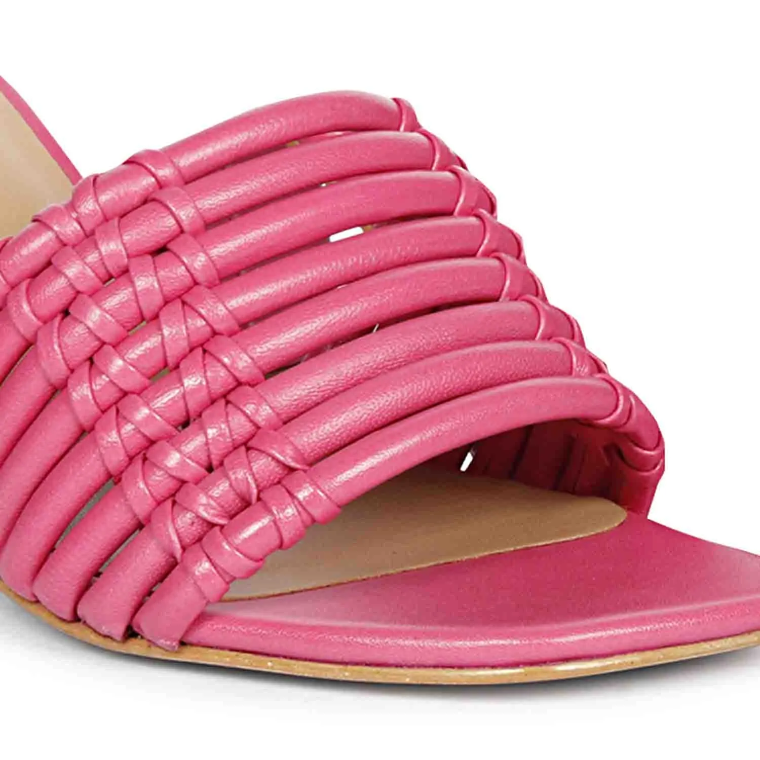 Bethany Strappy Hot Pink Leather Block Heels