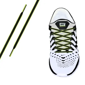 Black & Neon Yellow Piping Oval Athletic Lace