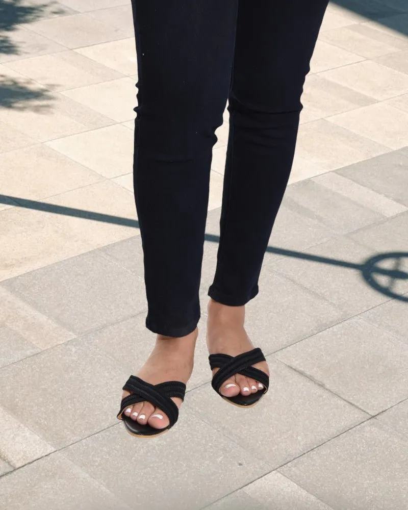 Black Criss Cross Sandals