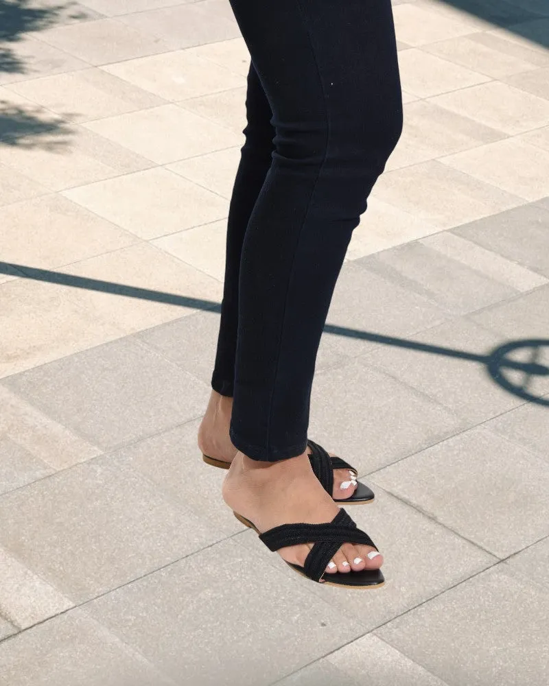 Black Criss Cross Sandals