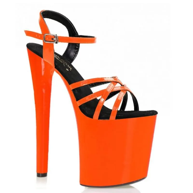 Black Strappy Platform Sandals with 20cm High Heel for Unisex Parties