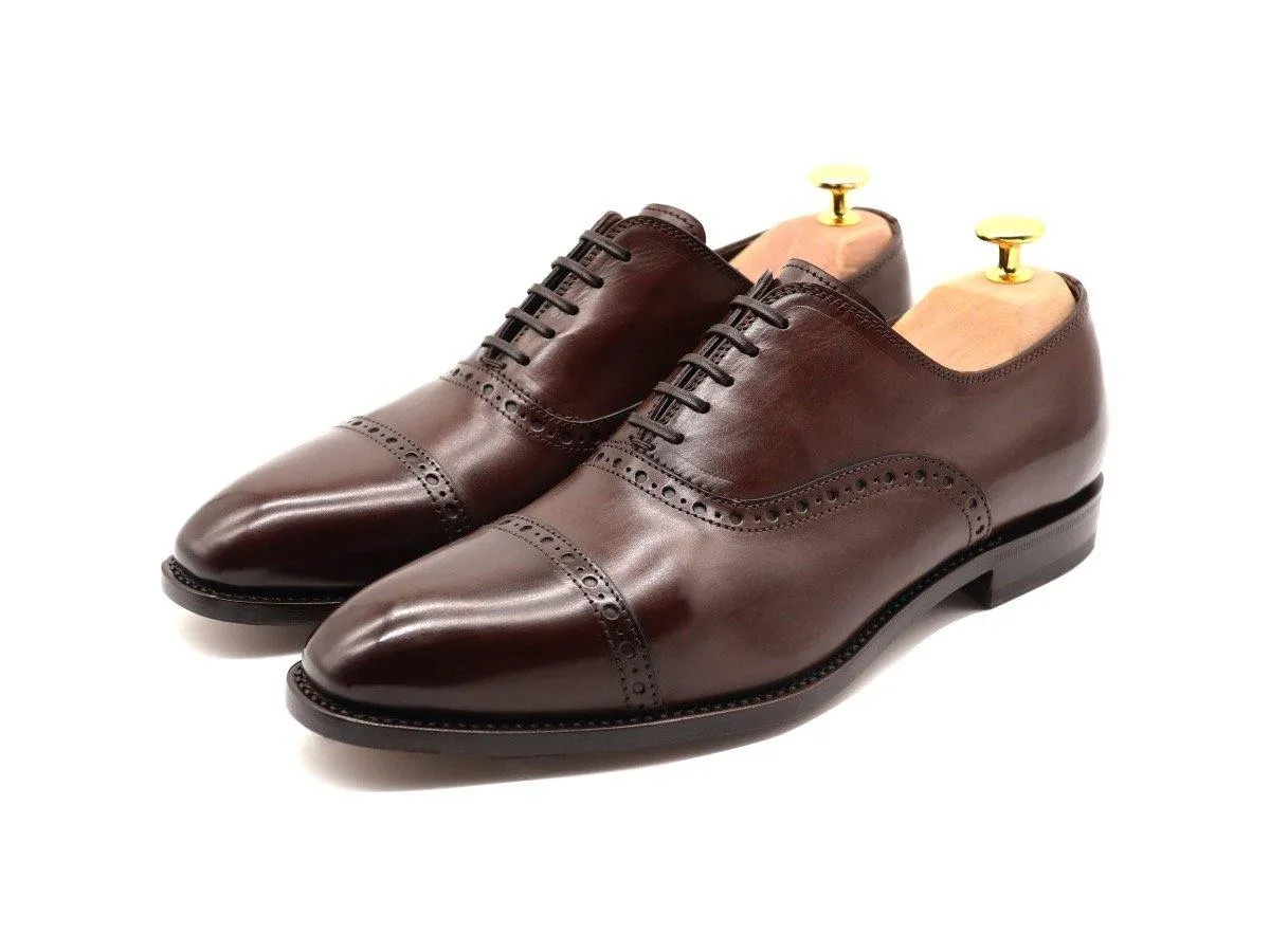 Borins Men's Calf Leather Quarter Brogue Oxford Shoes - Dark Brown