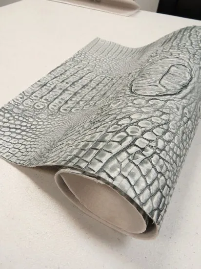 Cement/Silver Metallic Caiman Gator Vinyl