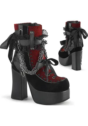 CHARADE-110 [Black Velvet/Red] | BOOTS [PREORDER]