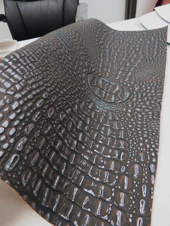 Chocolate/Silver Metallic Caiman Gator Vinyl