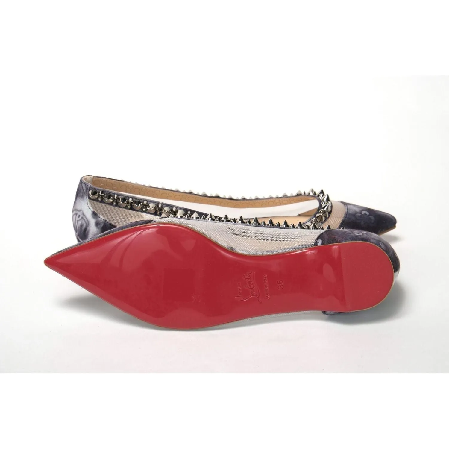 Christian Louboutin Multicolor Print Silver Flat Point Toe Shoe