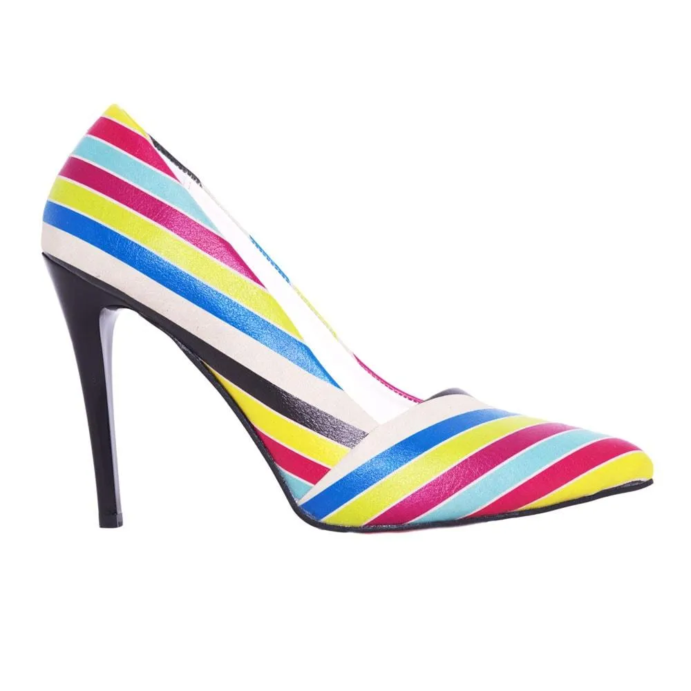 Colored Striped Heel Shoes STL4301