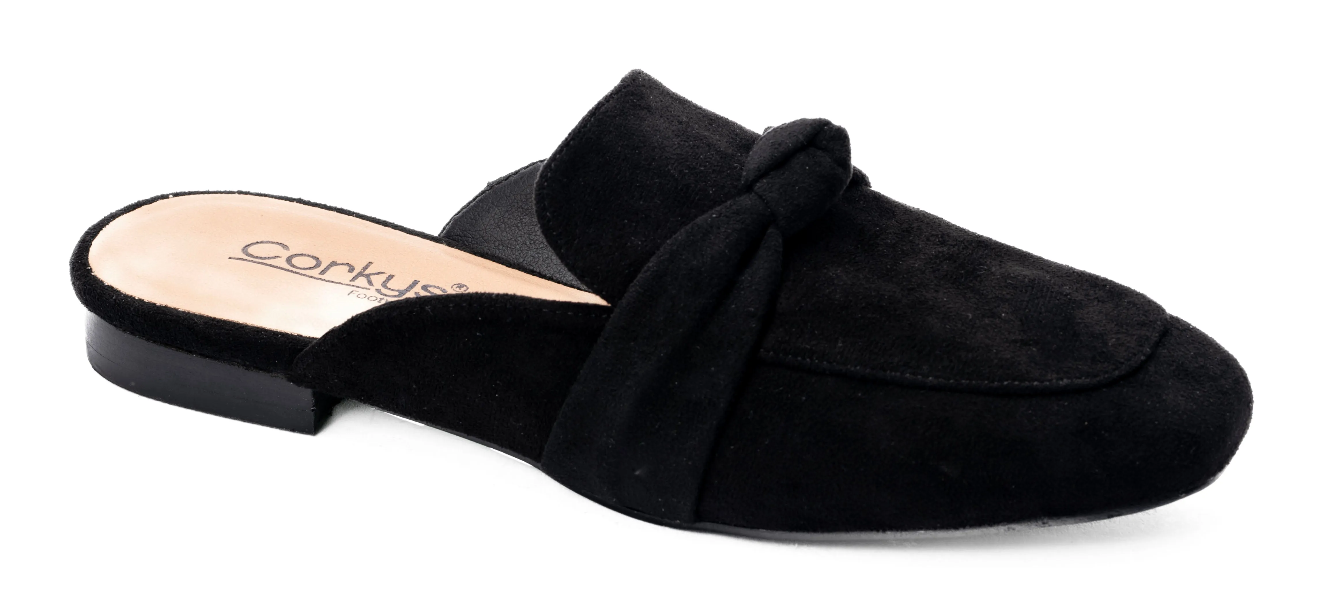 Corky's Clingy Mule Sandals - Black Faux Suede