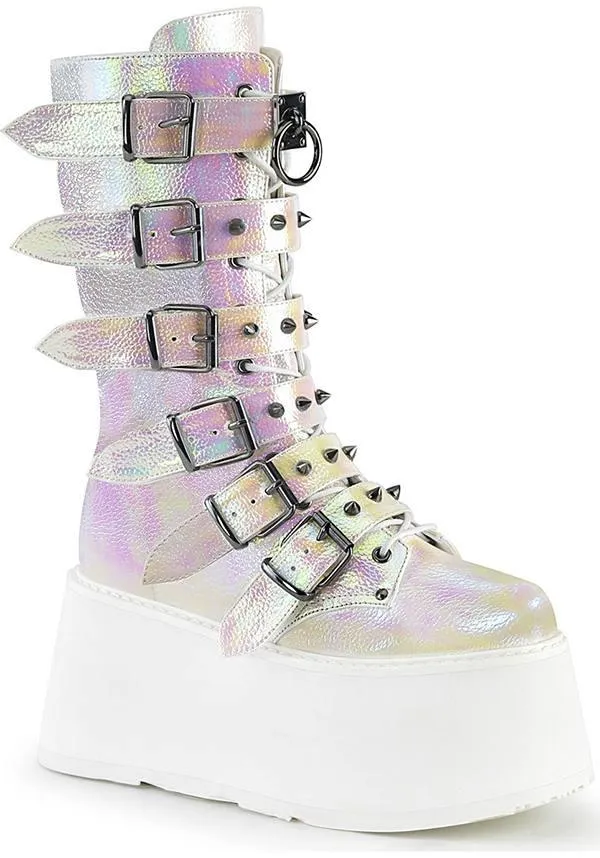 DAMNED-225 [Pearl Iridescent] | PLATFORM BOOTS [PREORDER]