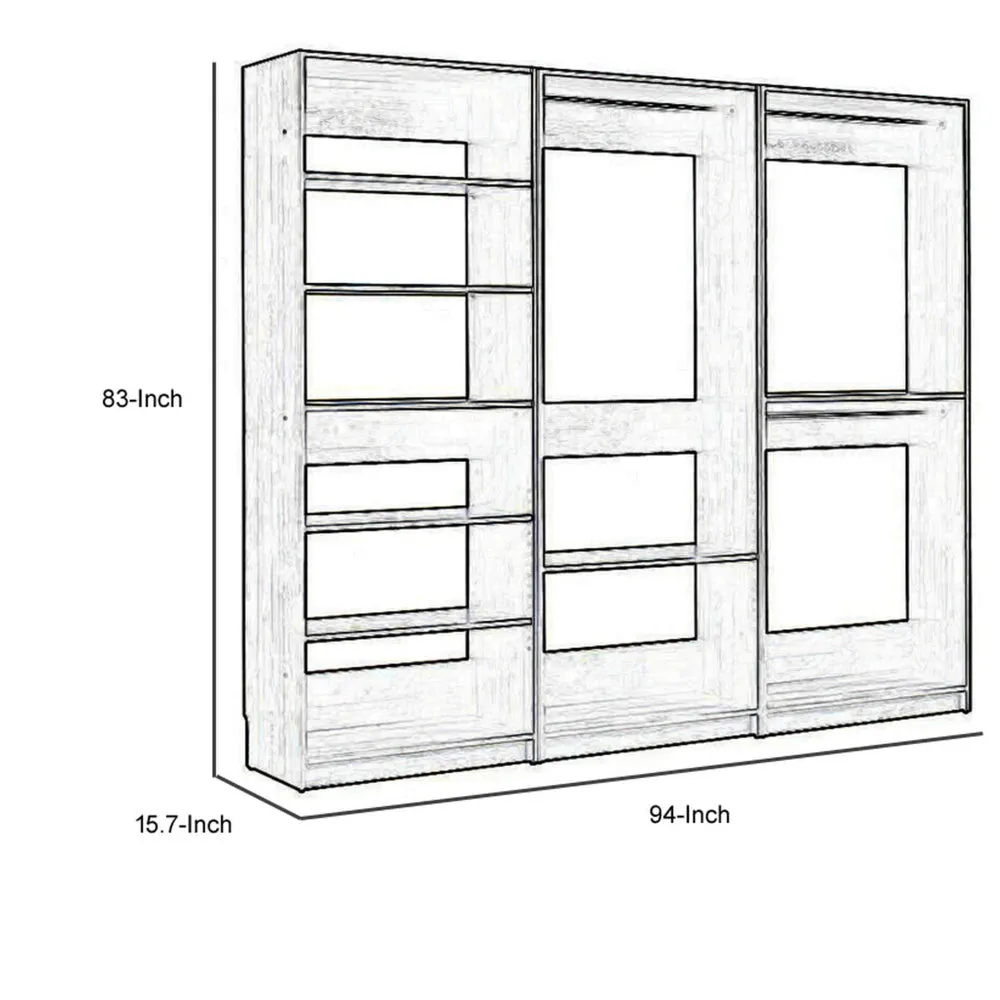 Dee Modular Closet System, 3 Hanging Rods and 6 Shelves, Dark Gray Wood By Casagear Home