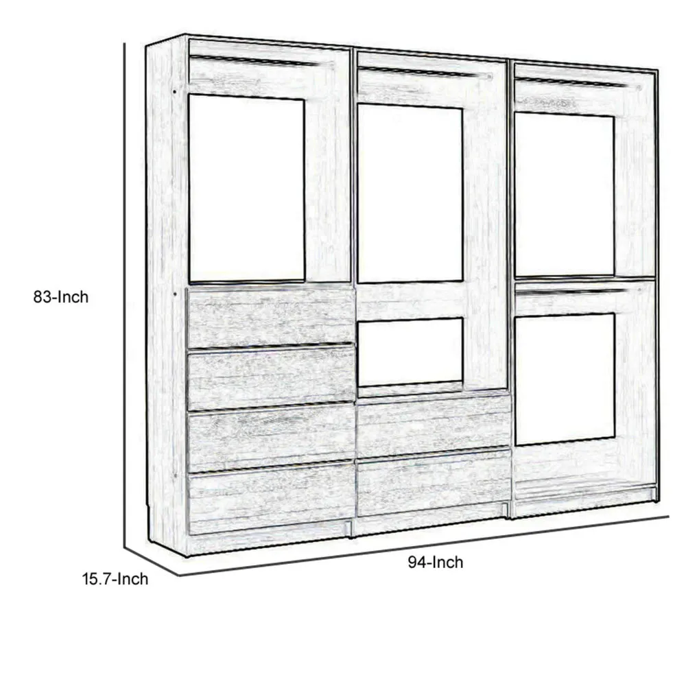 Dee Modular Closet System, Freestanding, 4 Clothing Racks, 6 Drawers, Oak  By Casagear Home