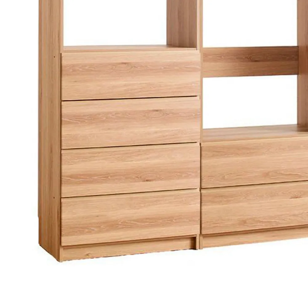 Dee Modular Closet System, Freestanding, 4 Clothing Racks, 6 Drawers, Oak  By Casagear Home