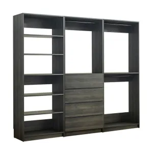 Dee Modular Freestanding Closet System, 4 Drawers, 5 Shelves, Dark Gray  By Casagear Home