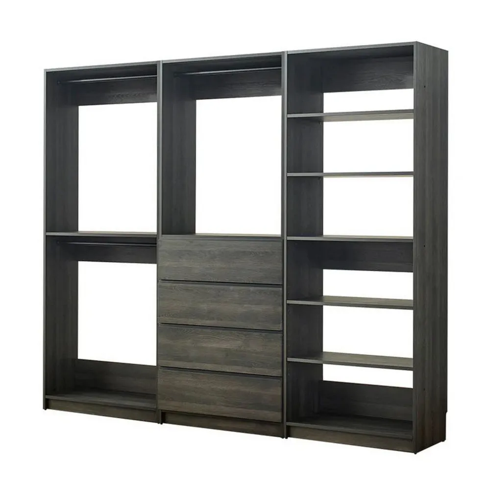 Dee Modular Freestanding Closet System, 4 Drawers, 5 Shelves, Dark Gray  By Casagear Home