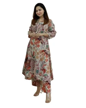 DHRUVI TRENDZ Cotton Blend Regular Women Kurta Set (DT-k2716&P138_Multi_2XL) Multicolour