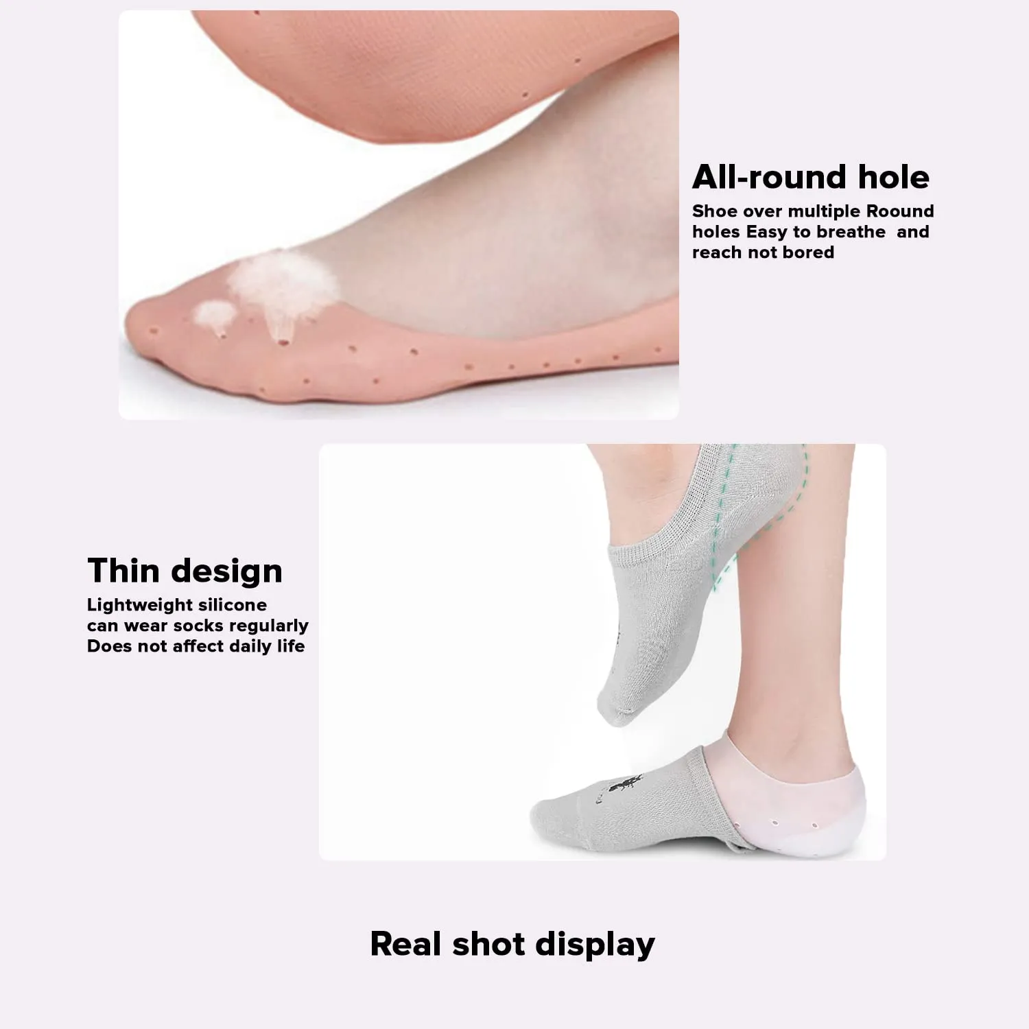 Dr Foot Silicone Moisturizing Heel Socks | For Dry, Cracked Heels, Rough Skin, Dead Skin, Calluses Remover | For Both Men & Women | Full Length, Small Size – 1 Pair