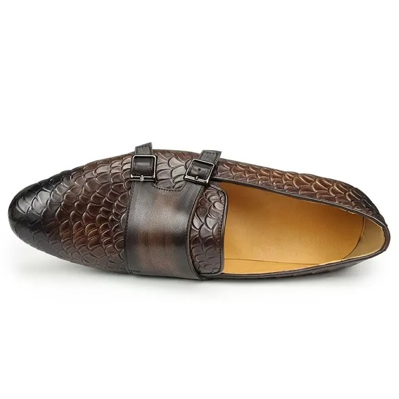 ElegantLuxe Croc Pattern Elegant Slip On Loafers