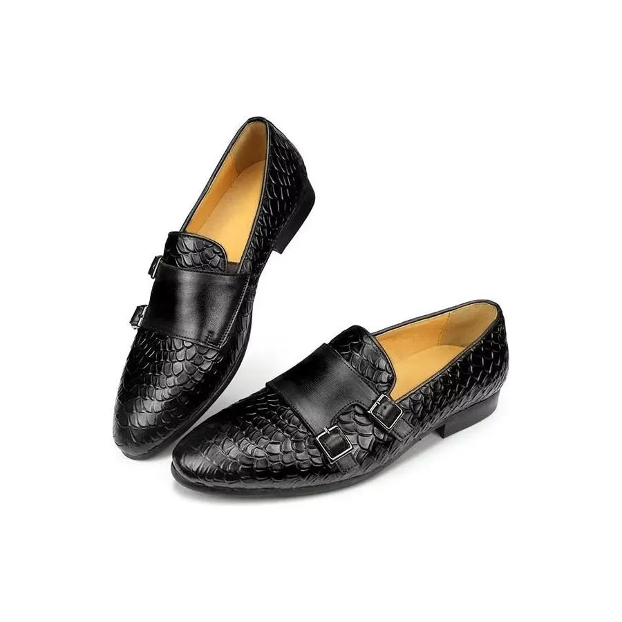 ElegantLuxe Croc Pattern Elegant Slip On Loafers