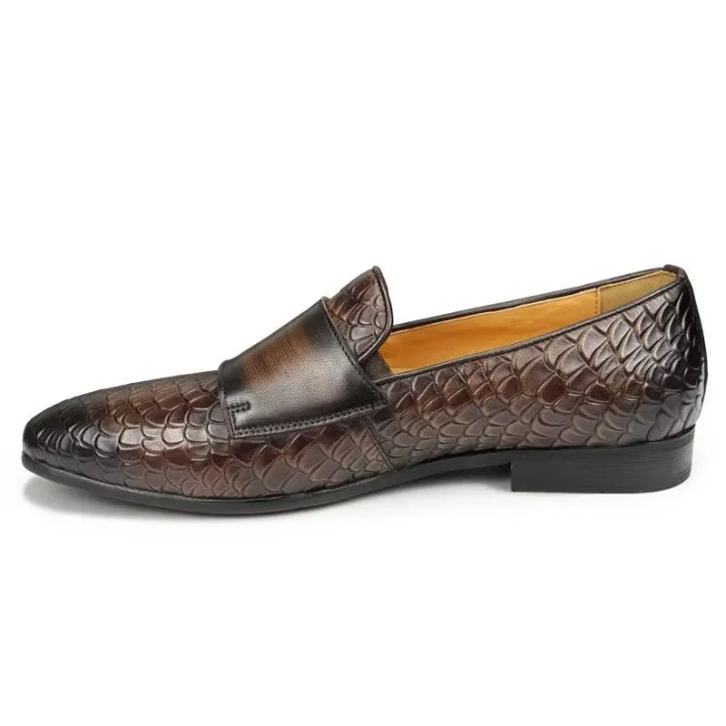 ElegantLuxe Croc Pattern Elegant Slip On Loafers