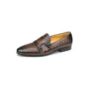 ElegantLuxe Croc Pattern Elegant Slip On Loafers