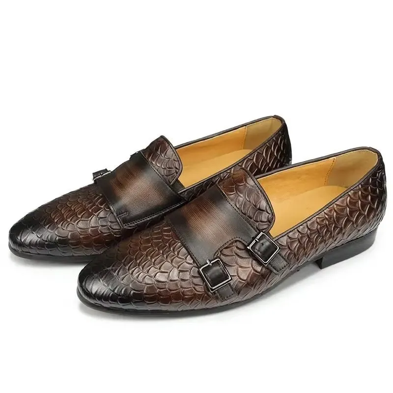 ElegantLuxe Croc Pattern Elegant Slip On Loafers