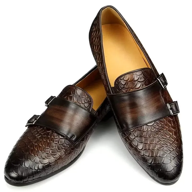 ElegantLuxe Croc Pattern Elegant Slip On Loafers