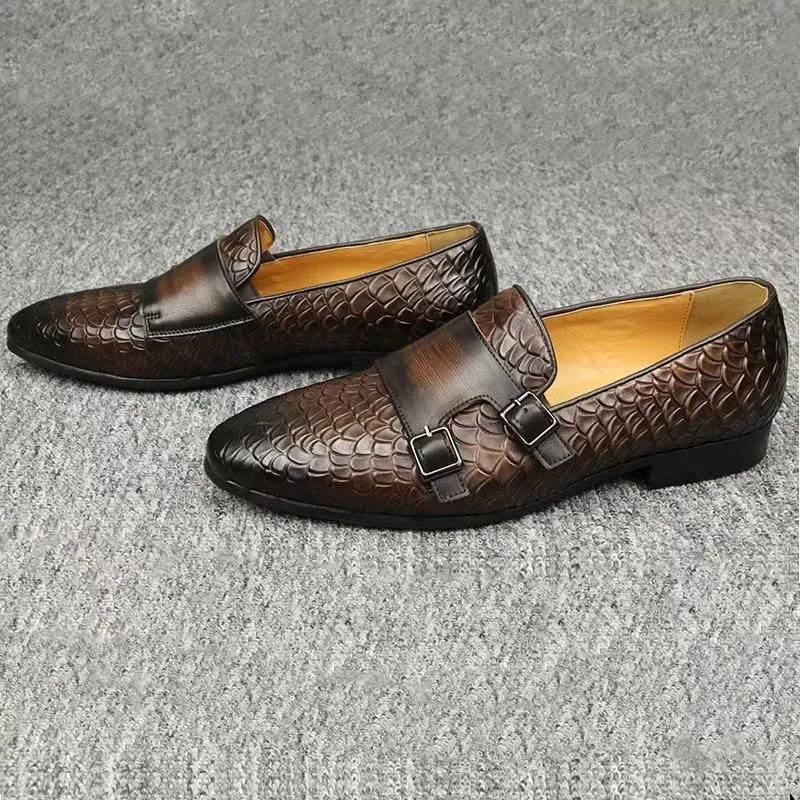 ElegantLuxe Croc Pattern Elegant Slip On Loafers