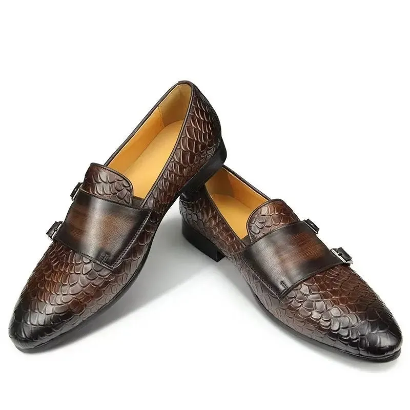 ElegantLuxe Croc Pattern Elegant Slip On Loafers