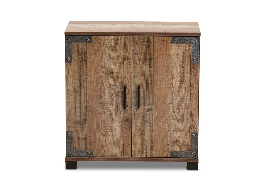 Fella Farmhouse Rustic Finished Wood 2-Door Shoe Cabinet