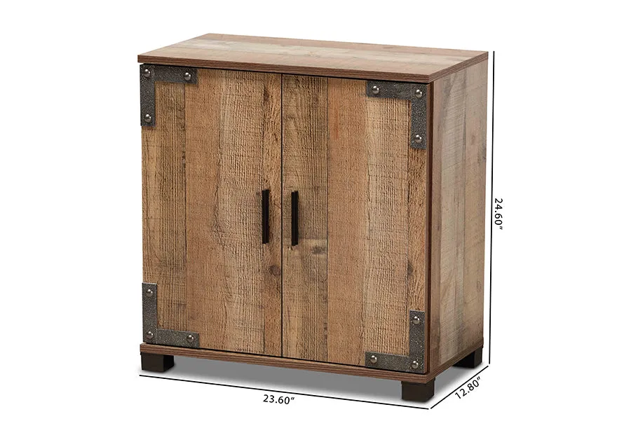 Fella Farmhouse Rustic Finished Wood 2-Door Shoe Cabinet