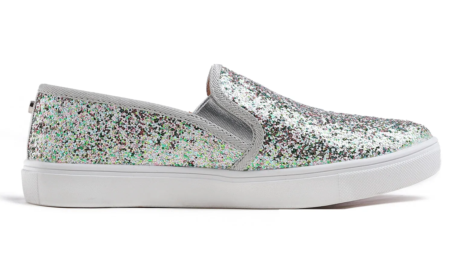 Feversole Women's Glitter Multi Silver Slip On Sneaker Casual Flat Loafers