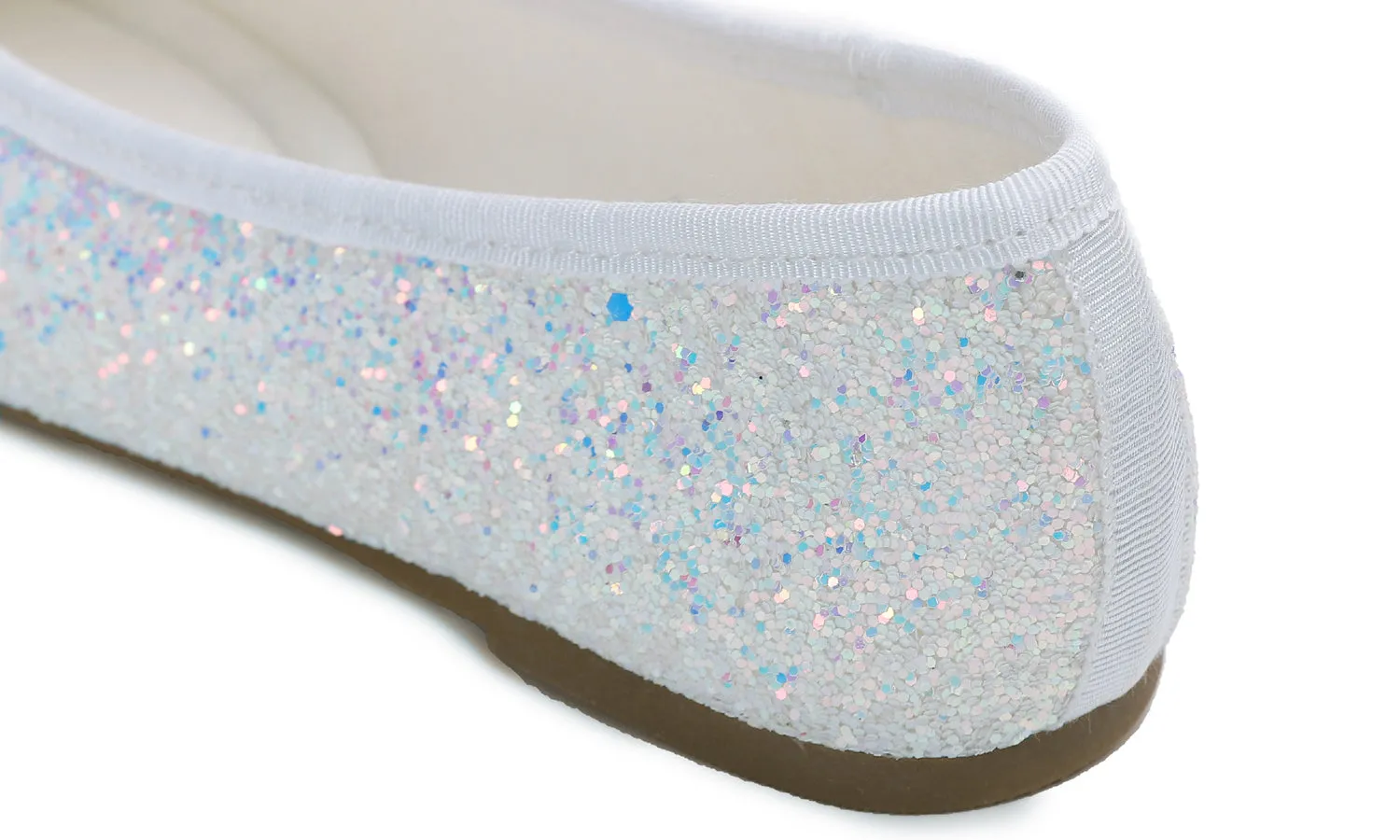 Feversole Women's Macaroon Glitter Multi White Memory Foam Cushion Insock Patent Ballet Flat