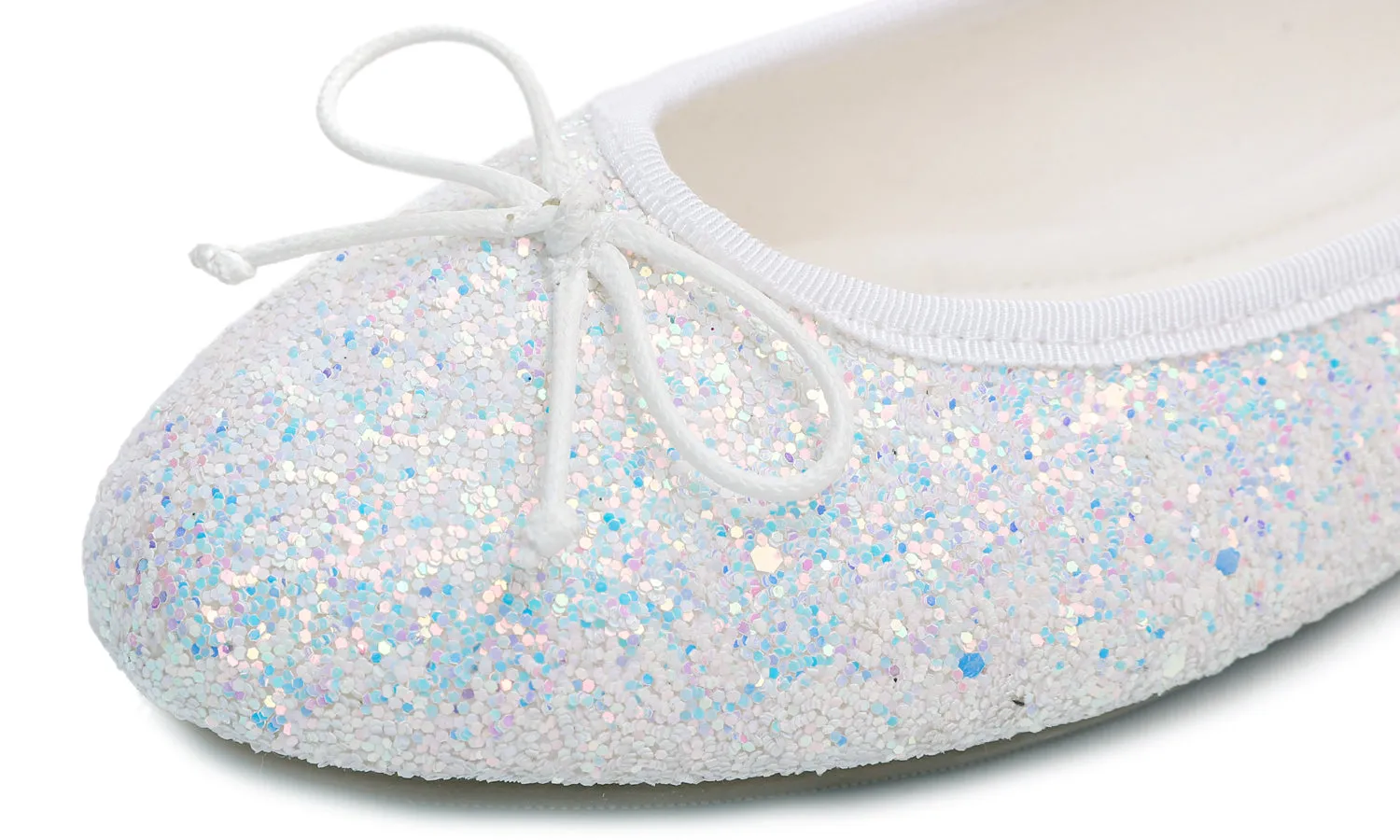 Feversole Women's Macaroon Glitter Multi White Memory Foam Cushion Insock Patent Ballet Flat