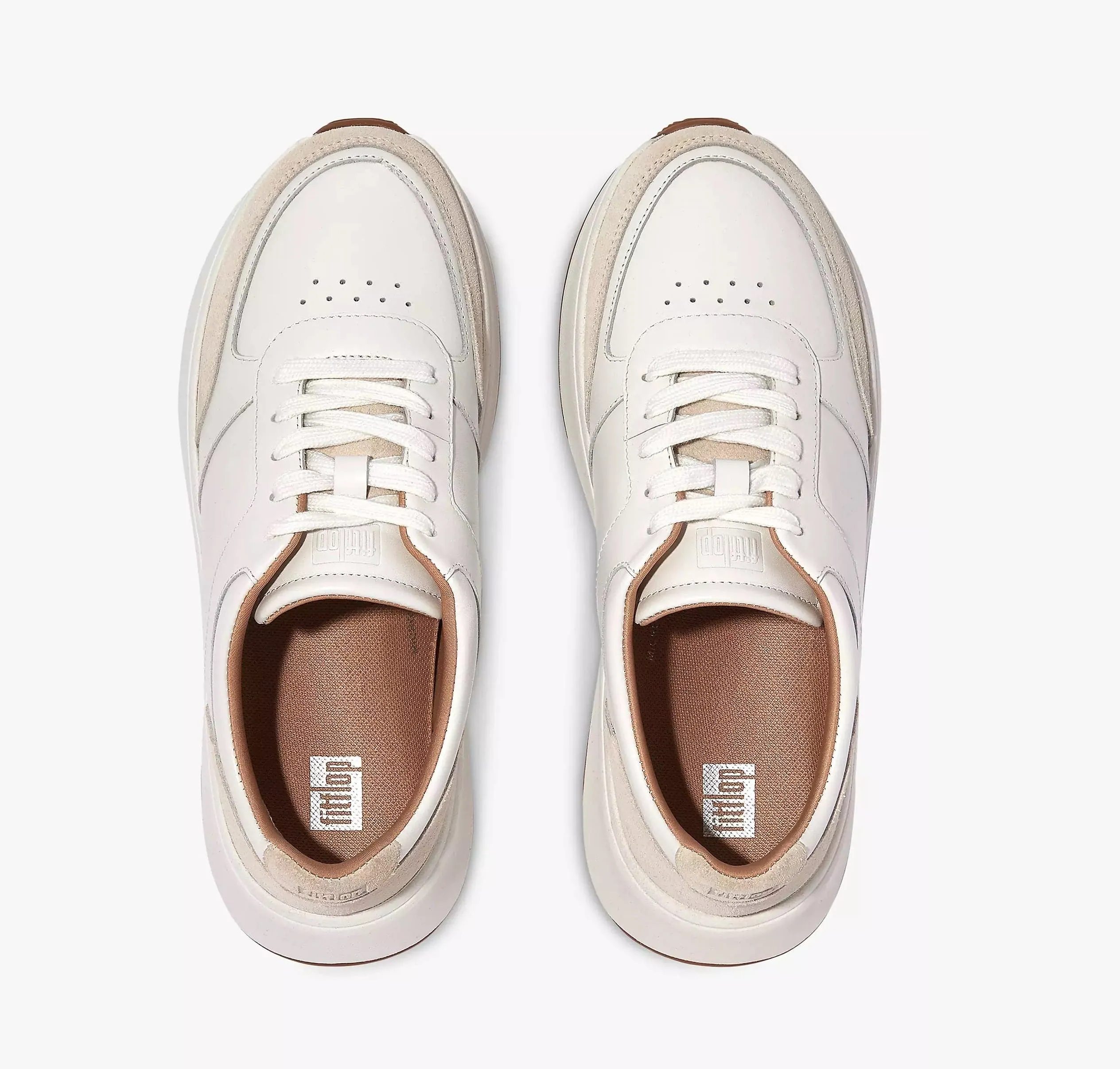 FitFlop Fmode Leather Chunky Trainers, Urban White