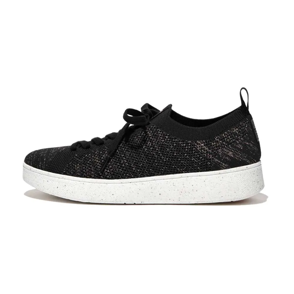 FitFlop Rally E01 Multi-Knit Trainer Sneaker Shoes - Black Rose Gold