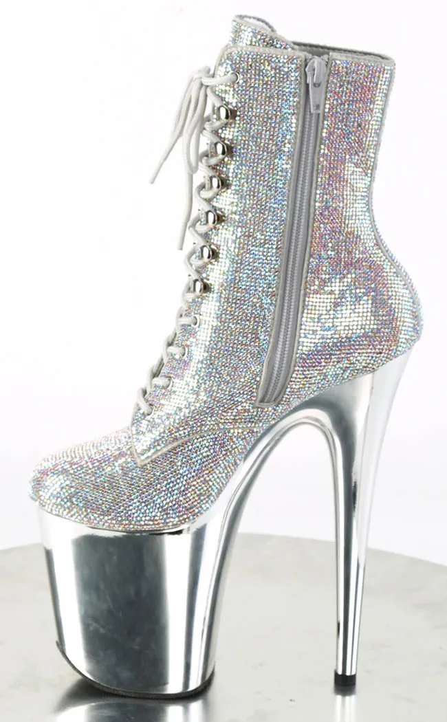 FLAMINGO-1020CHRS Silver Multi Rhinestone Boots